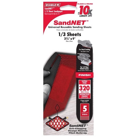 Diablo Diablo SandNet 9 in. L X 3-2/3 in. W 320 Grit Ceramic Blend Sanding Sheet 5 pk DNS323320S05G